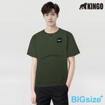 KINGO-大尺碼-男款 重磅圓領T恤-黑/墨綠-443101, , large
