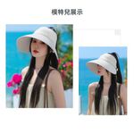 【A&R】韓款加大帽簷中空後綁帶式遮陽帽 藍, , large