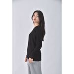(M) c side韓牌質感中性寬鬆木耳邊黑色長袖上衣二手衣, , large