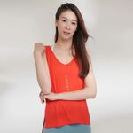 YOGA FLOW Chakra Flow(A) - 背後交叉圓領罩衫 - 艷陽紅 Oriental Ted, , large