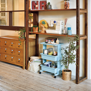 【JEJ ASTAGE】Japan-Made Multifunctional 3-Tier Utility Cart (Top Shelf Design / Storage Cart / Organizer Cart) – Blue
