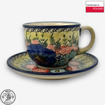 【SOLO Vintage】Cerraf Polish Pottery 200ml Coffee Cup + Saucer Set Song of Wildflowers Series Made in Poland, , large