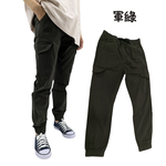 【億子洪】超彈口袋工裝長褲 拉鍊款 軍綠-XL【P8】, , large