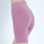 YOGA FLOW Slim Shorts - 3D剪裁修身五分褲 - 紫紅藤 Pale Violet Red, , large