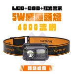 【禾統】5W雙光源感應頭燈 / 黑色 / 充電款 (登山燈 露營燈 釣魚頭燈 頭燈 強光頭燈 工作頭燈), , large