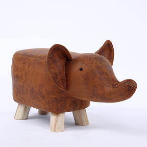 Creative animal-shaped solid wood children's low stool, elephant, brown