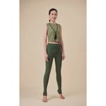 YOGA FLOW Burn Out Tank ( S ) - 圓領短版燒花罩衫 - 茶綠 Jungle Green, , large