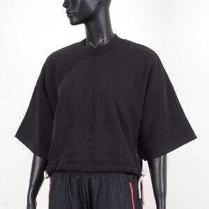 Adidas W SL Sweat 女 短袖上衣 T恤 亞洲版 寬鬆 短版 休閒 穿搭 愛迪達 黑 [H36603]