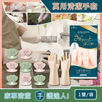 [日日好物]日本SHOWA-廚房浴室加厚PVC強韌防滑珍珠光澤絨毛萬用清潔手套1雙/袋(多款可選), , large