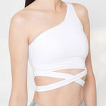YOGA FLOW Skylar Bra - 單肩交叉鏤空短版上衣 - 雪花白 White, , large