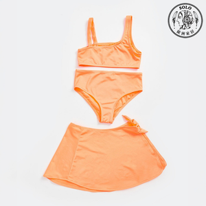 【SOLO Vintage】LCW 3-Piece Girls Swimsuit Beachwear Quick-drying Material Orange 12-13y