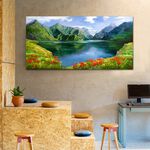 【御畫房】天池 國家一級畫師手繪油畫60×120cm(VF-128), , large