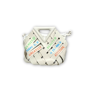 Design woven handbag white (L)
