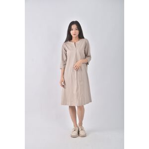 (S) uniqlo質感棉質純棉杏色洋裝二手衣