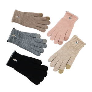 比得兔波浪羅口刺繡成人觸控手套-22cm-GL8633-2雙入