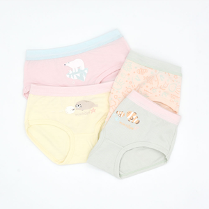 	minihope美好的親子生活-沉靜海洋女童三角褲(4件組C)