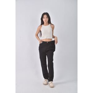 (XL) 丹寧牛仔質感黑色長褲二手衣