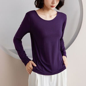 【露禾思】圓領蓄熱保暖發熱上衣-紫色L-XL