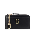 MARC JACOBS The J Marc 平滑皮革附鑰匙釦拉鍊卡夾/零錢包/黑色, , large