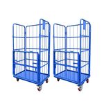 台灣現貨包郵！折疊物流臺車 倉儲籠車 快遞週轉車 裝卸車 洗衣籠車 工具手推車 拼板車 手拉車 圍欄網格 物流推車, , large