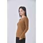(S) 質感不規則領口黃色長袖上衣二手衣, , large