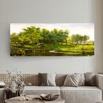 【御畫房】湖畔晨曲 國家一級畫師手繪油畫60×120cm(VF-52), , large