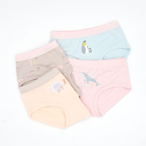 minihope美好的親子生活-沉靜海洋女童三角褲(4件組B)