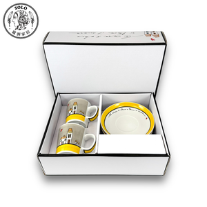 【SOLO Vintage】EGAN Italian Pottery Coffee Mug Gift Set European City Series Grey-Yellow 100ml