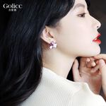 【Gulicc】古莉可 耳環 紫色夢幻 貓眼耳釘, , large