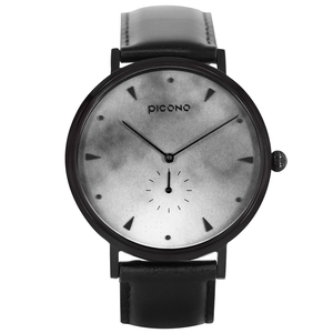 【PICONO】A week collection black leather strap watch-Gray / AW-7607