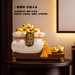 【A&R】招財開運 陶瓷聚寶元寶盆附金元寶 - 福玉白, 福玉白, large