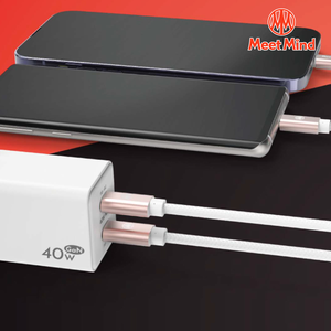 [Meet Mind]  雙PD GaN 40W USB-C to Lightning MFI 快速充電組 白色