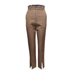 EVA棕色剪接高腰褲, , large