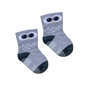 [Kaimei Cotton] MIT Taiwan-made pure cotton non-slip wide-mouth children's socks (baby version 0-2 years old) - big-eyed owl style - 8 pairs