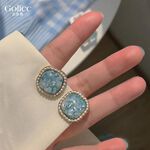 【Gulicc】古莉可 耳環 復古淡藍琥珀貝殼碎片耳環, , large