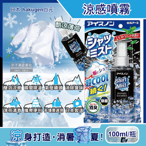 [日日好物]日本hakugen白元-夏日降溫衣物除臭涼感噴霧-酷涼薄荷100ml/黑瓶(露營,運動,單車,爬山,路跑,外送皆適用)