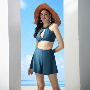 莫妮娜MIT 少女二件式泳裝 墨藍色設計款-L