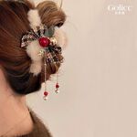 【Gulicc】古莉可 髮夾 聖誕氣氛 毛絨蝴蝶結抓夾, , large