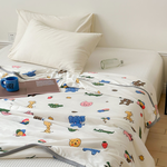 【Betrise】Animals in action | Lazy soft Q knitted cotton antibacterial soy fiber air-conditioning quilt/cooling quilt (150x200cm), , large