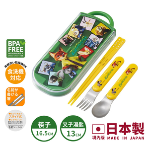 【百科良品】日本製 迪士尼 動物方城市 角色大集合 環保筷子+湯匙+叉子三件餐具組(日本境內版)