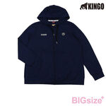 KINGO-大尺碼-女款-連帽彈性棉外套-丈青/淺粉-K44502, , large
