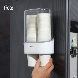 ffcat雙筒取杯架 強力無痕貼 可放80個杯子 茶水間店面餐廳飯店民宿 置物收納紙杯架