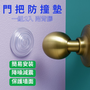 金德恩 GS MALL 台灣製造 一組2入 門把防撞墊 黏貼式門把套 透明防撞 門把防撞貼 門把緩衝貼 門把防撞門擋 家具防護