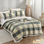 【Betrise貝翠絲】悠閒綠格 ｜ 簡約牛奶絨X羊羔絨包邊雙面加厚多功能暖被, , large