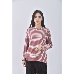 (M) 質感條紋粉色長袖上衣二手衣,  (M) 質感條紋粉色長袖上衣二手衣