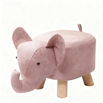 Creative animal-shaped solid wood children's low stool, elephant pink, , large