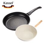 韓國Kassel 珍珠陶瓷深型超輕不沾炒鍋-28cm+韓國Kassel 鑽石超導熱不沾平底鍋-30cm, , large