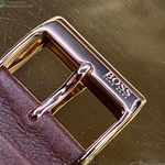 [星晴錶業]BOSS手錶,44mm,HB1513604寶藍色錶面玫瑰金錶殼咖啡色真皮皮革錶帶款, , large