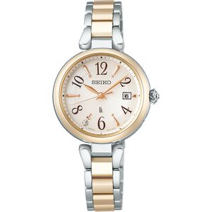 SEIKO 精工 LUKIA 花卉系列鈦金屬太陽能電波鑽石女錶 SSQW086J/1B32-0BK0K
