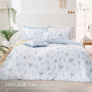 【DUYAN 竹漾】40支100%天絲 單人/雙人/加大 床包組/被套組-藍花琉璃 台灣製